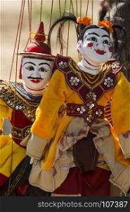 Burmese puppets in Bagan in Myanmar (Burma).