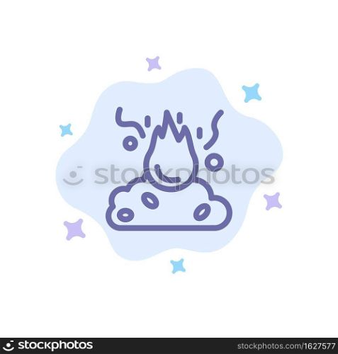 Burn, Fire, Garbage, Pollution, Smoke Blue Icon on Abstract Cloud Background