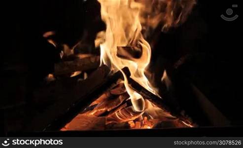 Burn fire with wood and legs