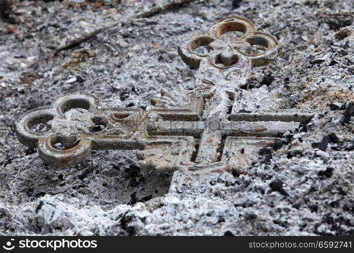 Burned cross ash