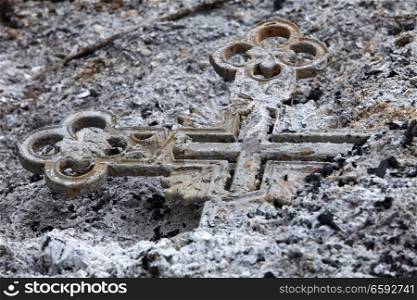 Burned cross ash