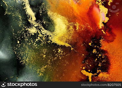 Burning abstract background from marble ink art of exquisite original painting . Painting was painted on high quality paper texture to create smooth marble background pattern of ombre alcohol ink .. Burning abstract background from marble ink art of exquisite original painting