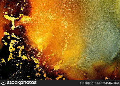 Burning abstract background from marble ink art of exquisite original painting . Painting was painted on high quality paper texture to create smooth marble background pattern of ombre alcohol ink .. Burning abstract background from marble ink art of exquisite original painting