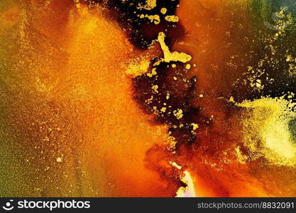 Burning abstract background from marble ink art of exquisite original painting . Painting was painted on high quality paper texture to create smooth marble background pattern of ombre alcohol ink .. Burning abstract background from marble ink art of exquisite original painting