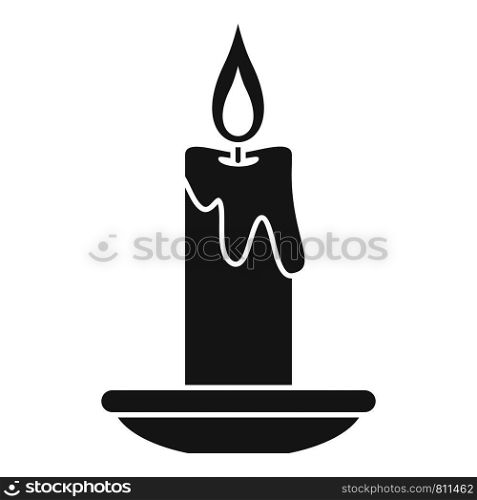 Burning candle icon. Simple illustration of burning candle vector icon for web design isolated on white background. Burning candle icon, simple style