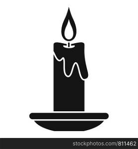 Burning candle icon. Simple illustration of burning candle vector icon for web design isolated on white background. Burning candle icon, simple style