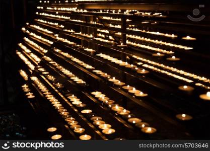 Burning candles in the St. Stephan cathedral, Vienna, Austria&#xA;