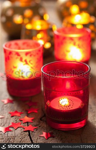 burning christmas lanterns