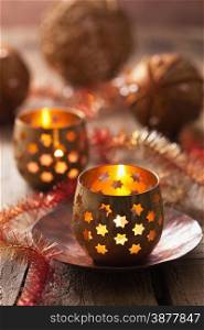 burning christmas lanterns and decoration