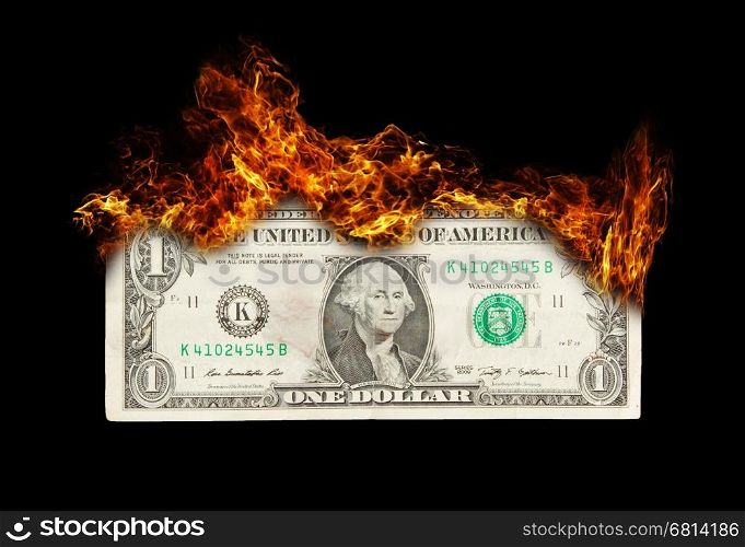 Burning dollar bill symbolizing careless money management and the phrase money to burn