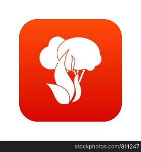 Burning forest trees icon digital red for any design isolated on white vector illustration. Burning forest trees icon digital red