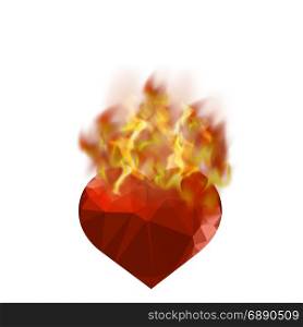 Burning Heart with Fire Flame Isolated on White Background. Burning Heart with Fire Flame