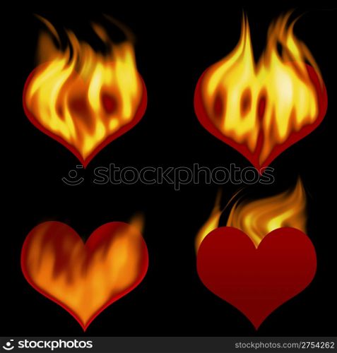 Burning hearts (hearts for the further editing)