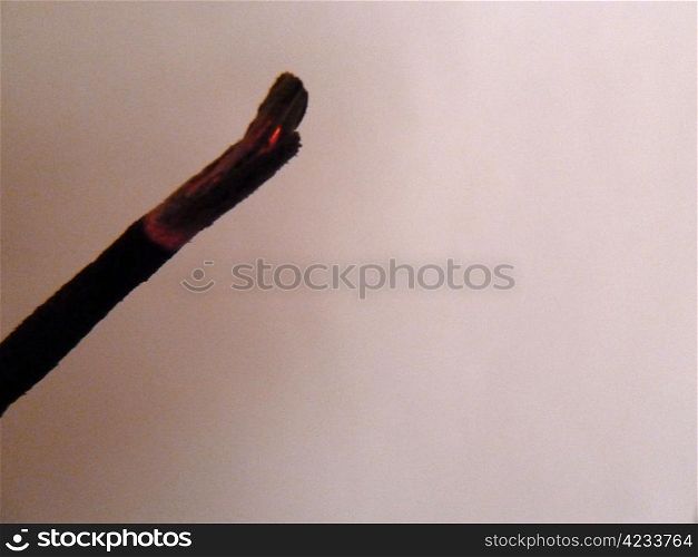 burning incense stick against a white background