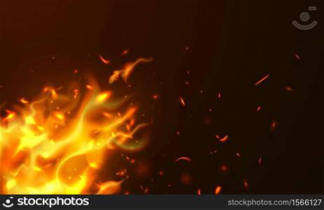 Burning red hot sparks realistic fire flames abstract background