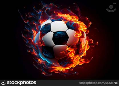 Burning Soccer Ball.  Generative AI
