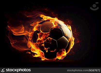Burning Soccer Ball.  Generative AI
