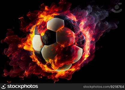 Burning Soccer Ball.  Generative AI 