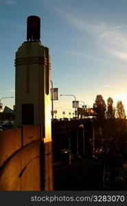 Burrard Bridge at sunset, Vancouver B.C. Canada.