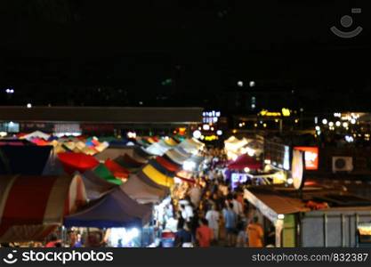 burred street walking night market food picture, Top view Night lights of city and night market for background