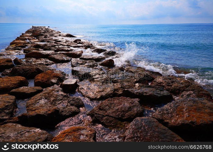 Burriana breakwater in Castellon of Mediterranean Spain