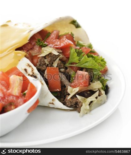 Burrito With Beef And Vegetables ,Close Up