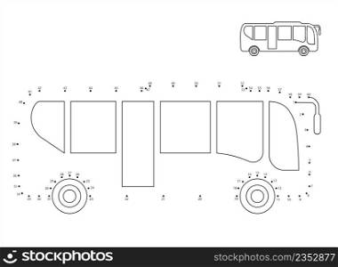 Bus Icon Dot To Dot, Transport Vehicle, Public Transport, Coach, Connect The Dots Puzzle Game Vector Art Illustration