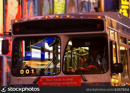 Bus moving in a city, New York City, New York State, USA