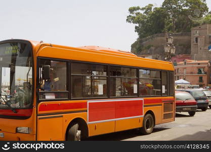 Bus on the road, Marina Grande, Capri, Sorrento, Sorrentine Peninsula, Naples Province, Campania, Italy