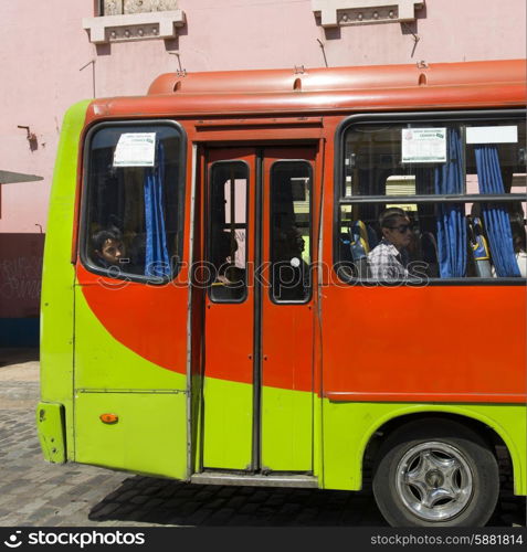 Bus on the street, Valparaiso, Chile