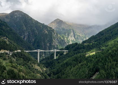 Bus stop at Schallberg on the Simplon Pass in Switzerland