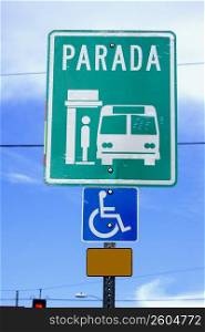 Bus Stop sign, Spanish