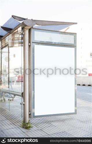 bus stop with blank billboard. High resolution photo. bus stop with blank billboard. High quality photo