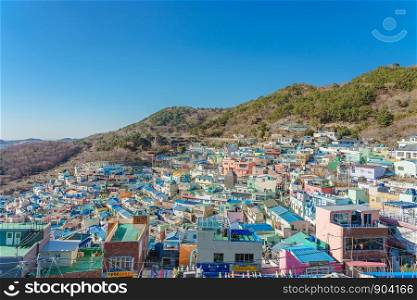 BUSAN, SOUTH KOREA - DECEMBER 29, 2018: Panorama view of gamcheon Culture Village located at Busan, South Korea