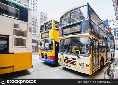 Buses on the road, Hong Kong Island, Hong Kong, China