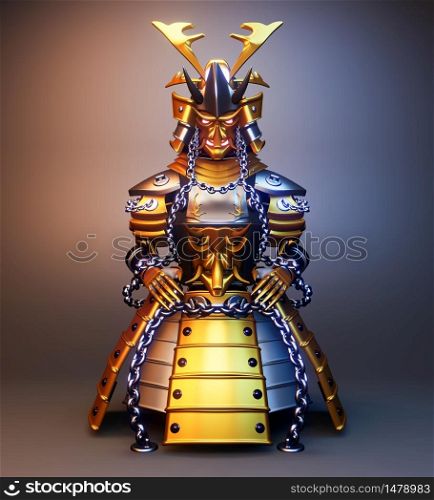 Bushido armor- Samurai warrior armor Japanese style .3D rendering