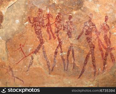Bushmen (san) rock painting depicting human figures, South Africa