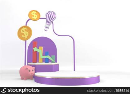 Business 3D ,minimalist, mockup business abstract colorful cartoon. 3d rendering