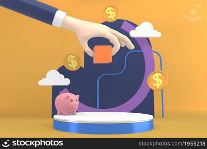 Business 3D ,minimalist, mockup business abstract colorful cartoon. 3d rendering