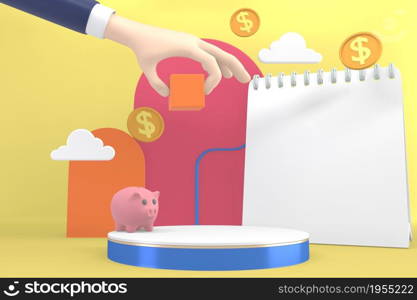 Business 3D ,minimalist, mockup business abstract colorful cartoon. 3d rendering