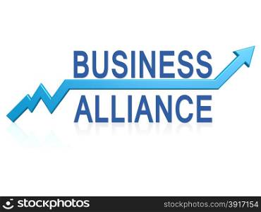 Business alliance with blue arrow image with hi-res rendered artwork that could be used for any graphic design.. Saving graph