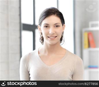 business and education concept - happy and smiling woman