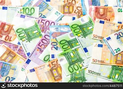 Business and Money concept. Different Euro banknotes. European Currency Background