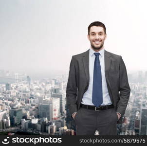 business and office concept - handsome buisnessman