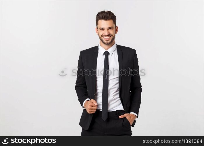 business and office concept - handsome smart buisnessman looking to camera. Isolated over white background. business and office concept - handsome smart buisnessman looking to camera. Isolated over white background.