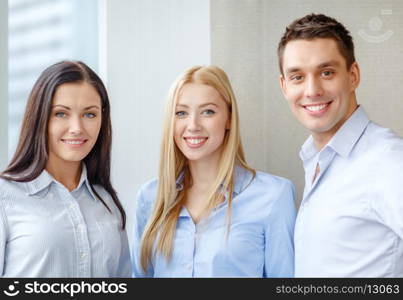 business and office concept - happy business team in office