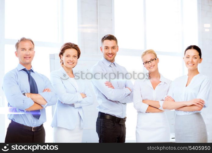 business and office concept - picture of friendly business team in office