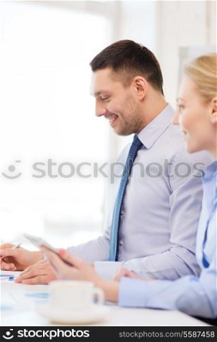 business and office concept - smiling businessman working in office