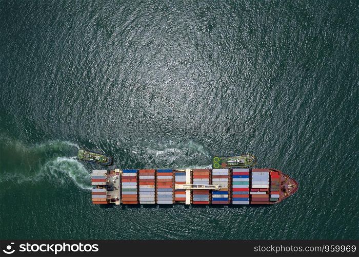 business and shipping cargo containers service industry transportation import and export international products open sea aerial view
