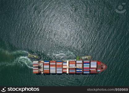 business and shipping cargo containers service industry transportation import and export international products open sea aerial view